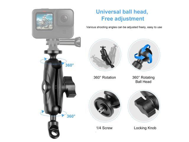 PULUZ Motorcycle Holder Mirror Base Hole Fixed Mount for GoPro and Other Action Cameras(Black)