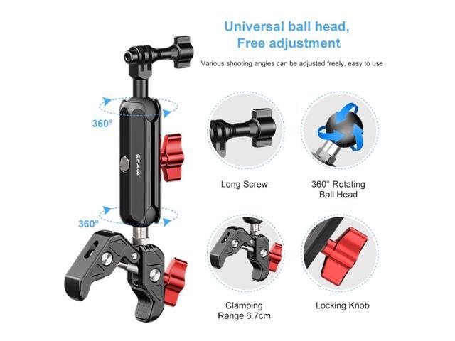 PULUZ Motorcycle Handlebar Crab Clamp CNC Metal Magic Arm Rod Mount