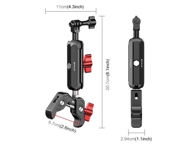 PULUZ Motorcycle Handlebar Crab Clamp CNC Metal Magic Arm Rod Mount