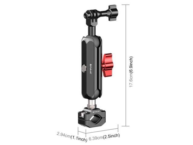 PULUZ Motorcycle Rearview Medium Clamp CNC Metal Magic Arm Rod Mount