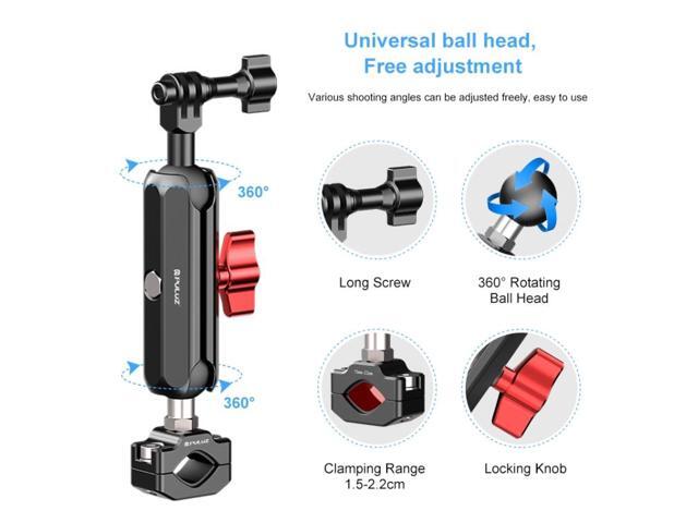 PULUZ Motorcycle Rearview Medium Clamp CNC Metal Magic Arm Rod Mount