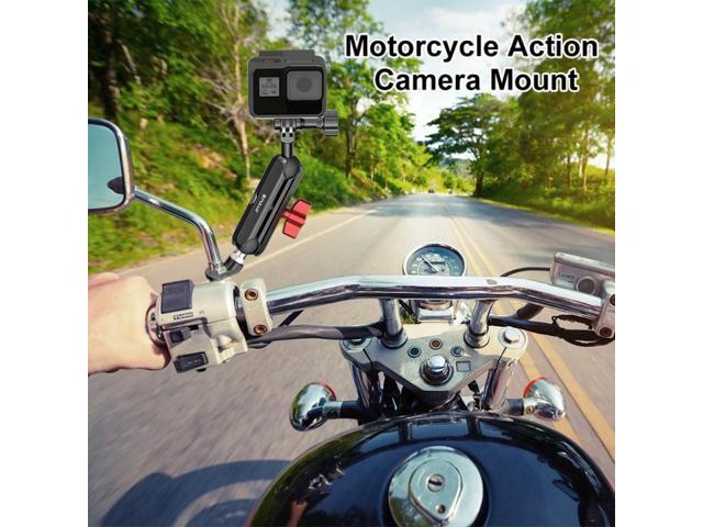 PULUZ Motorcycle Rearview Oblique CNC Metal Magic Arm Rod Mount