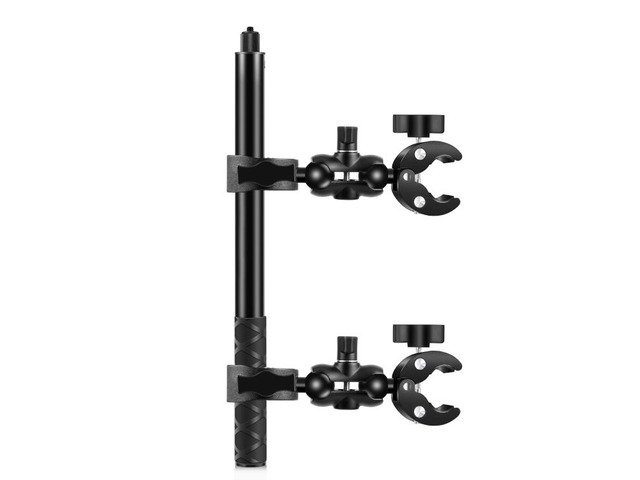 PULUZ Cycling Quick Release Bracket with 150cm Selfie Stick Set, Double Dual-heads Crabs Clamps Handlebar Fixed Mount (Black)