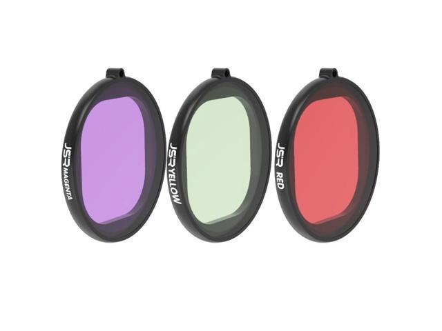 JSR Round Housing Diving 3 in 1 Red + Yellow + Purple Lens Filter for GoPro HERO8 Black