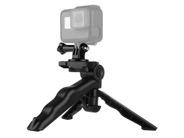 PULUZ Grip Folding Tripod Mount with Adapter & Screws for GoPro, Insta360, DJI and Other Action Cameras, Load Max: 2kg(Black)