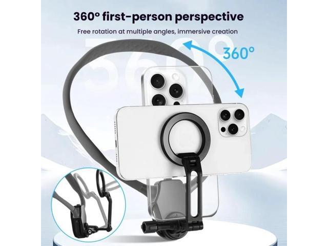 Adjustable Magnetic Neck Mount Phone Holder Quick-Release Chest Strap POV Mount For Sports & Vlogging (Black)