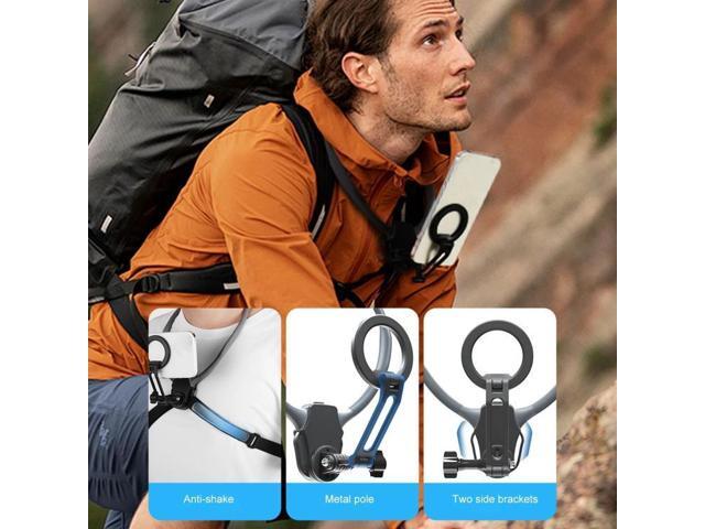 Adjustable Magnetic Neck Mount Phone Holder Quick-Release Chest Strap POV Mount For Sports & Vlogging (Black)