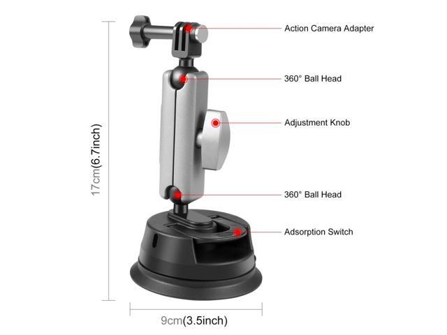 PULUZ Car Suction Cup Arm Mount with Mount Adapter & Long Screw