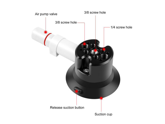 PULUZ 3 inch Car Single Pump Suction Cup Aluminum Alloy Mount (Black)