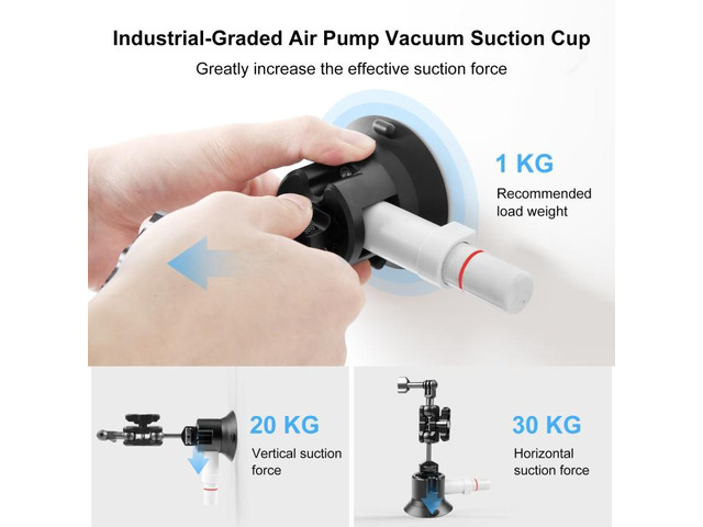 PULUZ 3 inch Car Single Pump Suction Cup Aluminum Alloy Mount (Black)