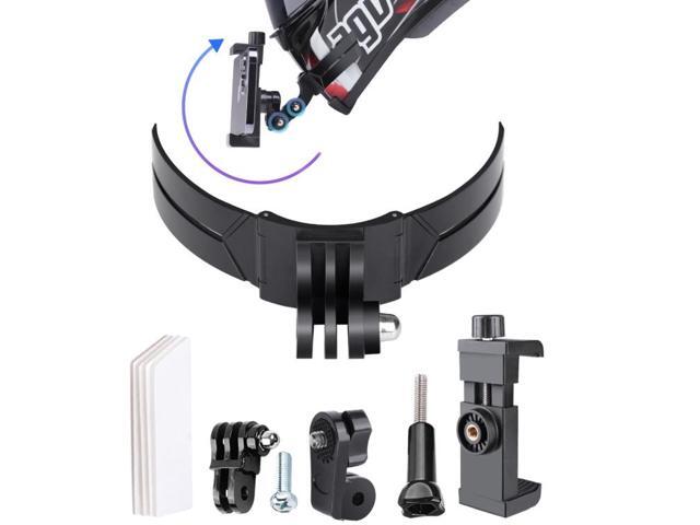 Foldable Bending Action Camera Phone Helmet Mount Kit with J-Hook Buckle & Rotation Phone Clamp & Adapter (Black)