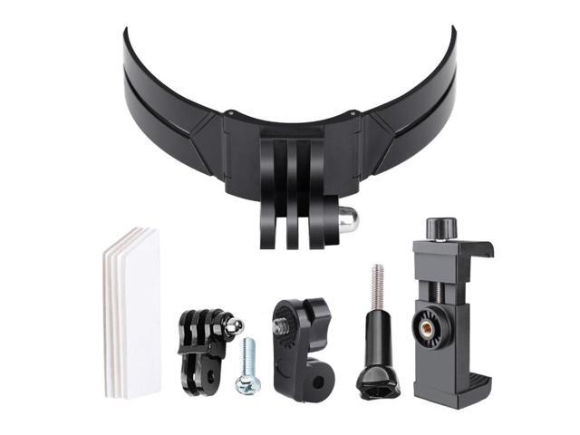 Foldable Bending Action Camera Phone Helmet Mount Kit with J-Hook Buckle & Rotation Phone Clamp & Adapter (Black)
