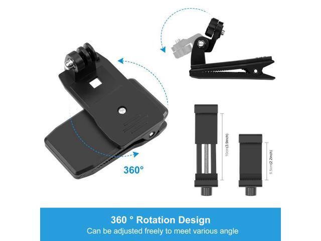 PULUZ 4 in 1 360 Degree Rotating Backpack Hat QR Clip Rec-mounts with Phone Clamp Kit