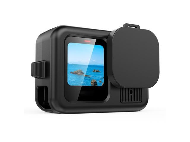For GoPro HERO13 Black Silicone Protective Case Cover with Wrist Strap & Lens Cover (Black)