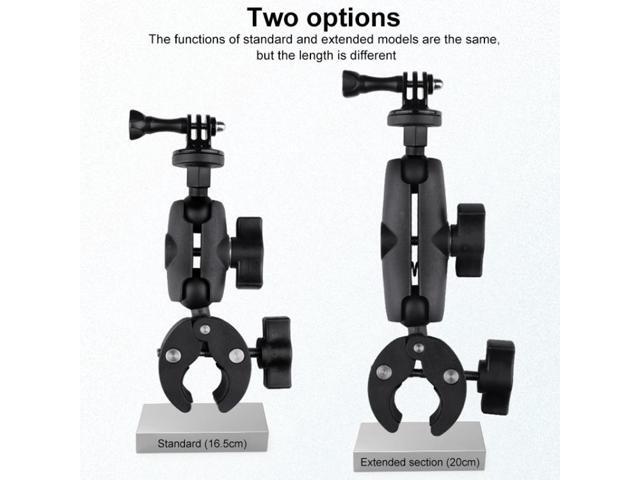 Extended Version 360 Rotation Adjustable Action Camera Bike Motorcycle Handlebar Holder (Black)