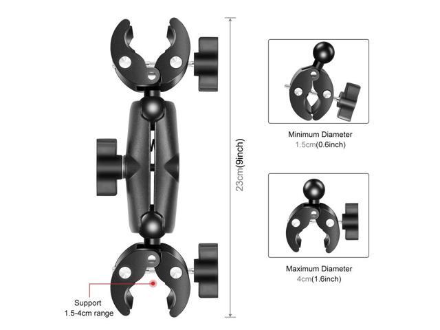 PULUZ Motorcycle Dualheads Crab Clamp Action Camera Handlebar Fixed Mount(Black)