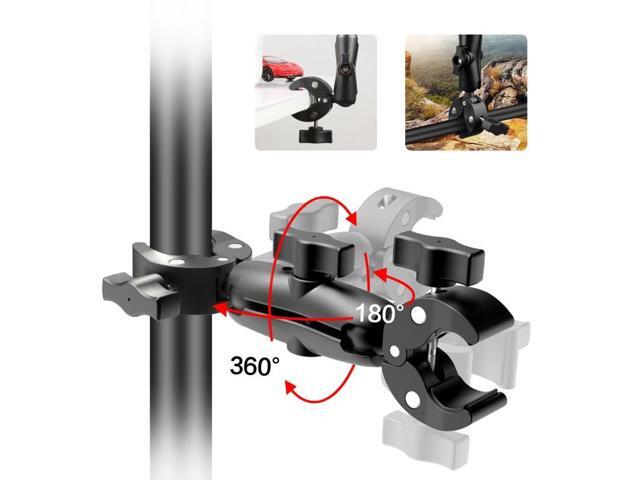 PULUZ Motorcycle Dualheads Crab Clamp Action Camera Handlebar Fixed Mount(Black)
