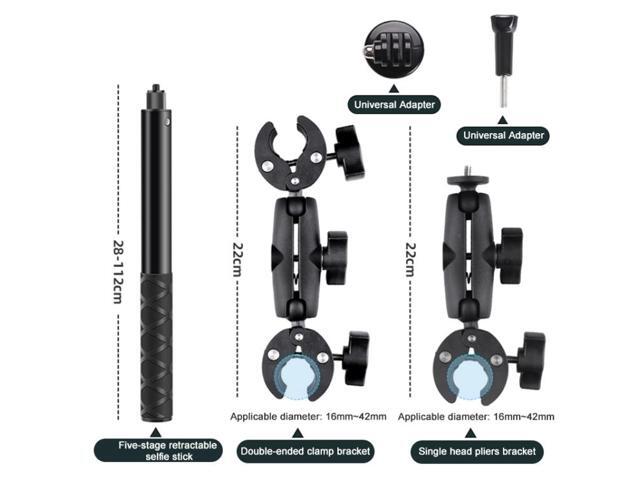 Motorcycle Dual-heads Crab & Single Heads Clamps Handlebar Fixed Mount Selfie Stick