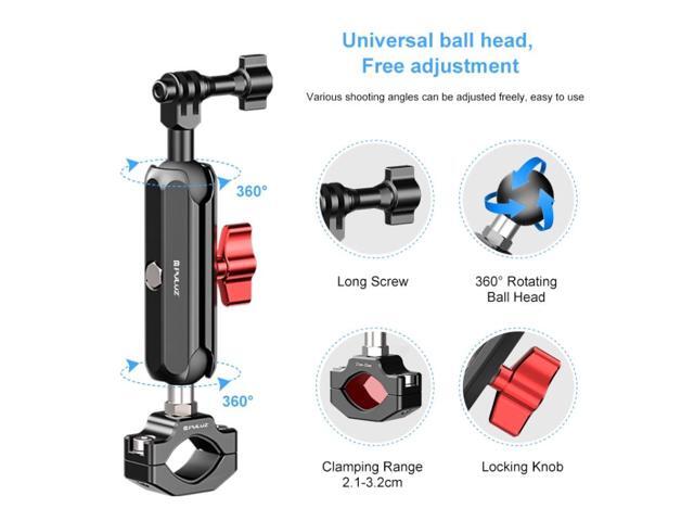 PULUZ Motorcycle Rearview Large Clamp CNC Metal Magic Arm Rod Mount