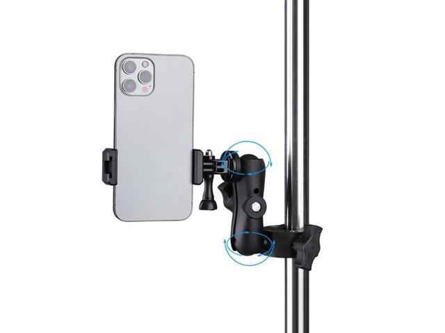 Extended Version 360 Rotation Adjustable Clamp Plier Base Holder with Phone Clamp (Black)
