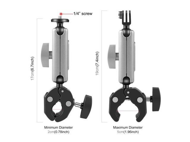 PULUZ Motorcycle Crab Pliers Clip Arm Mount with Mount Adapter & Long Screw (Black)