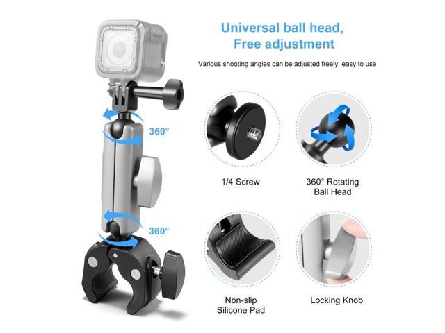 PULUZ Motorcycle Crab Pliers Clip Arm Mount with Mount Adapter & Long Screw (Black)