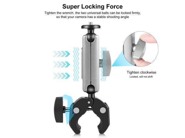 PULUZ Motorcycle Crab Pliers Clip Arm Mount with Mount Adapter & Long Screw (Black)