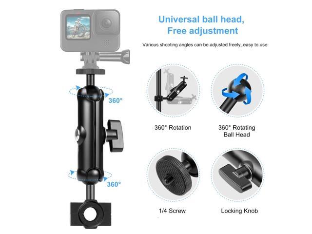 PULUZ Motorcycle Holder Rearview Mirror Fixed Mount for GoPro and Other Action Cameras (Black)