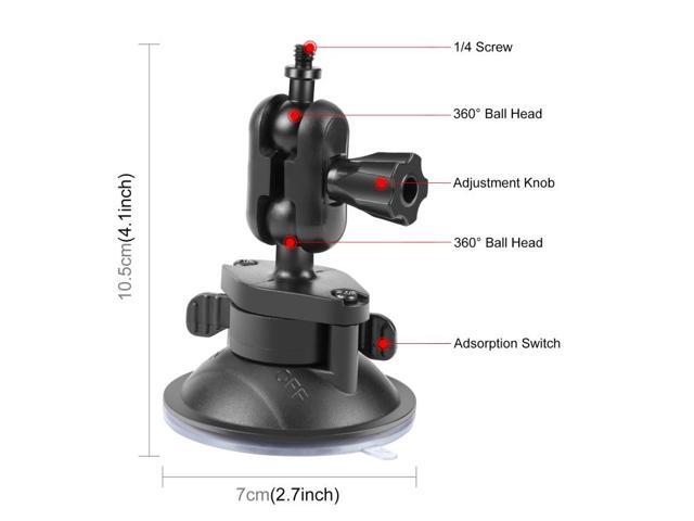 PULUZ 1/4 inch Magic Arm Suction Cup Mount (Black)