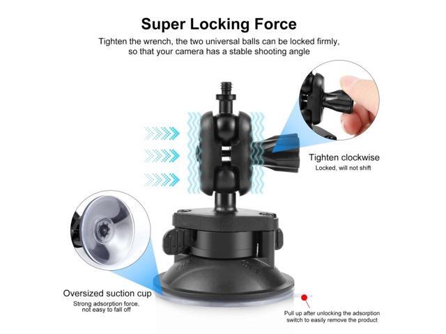 PULUZ 1/4 inch Magic Arm Suction Cup Mount (Black)