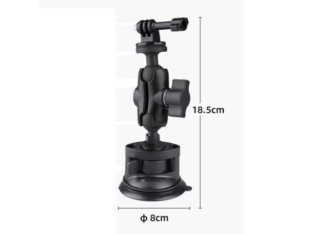 Single Suction Cup Mount Holder with Tripod Adapter & Steel Tether & Safety Buckle (Black)