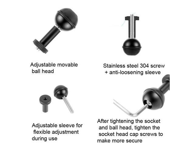 Ball Head Adapter Adjustable Screw Fixed Mount Camera Underwater Diving Photography Lights Bracket (1/4 Inch Red)