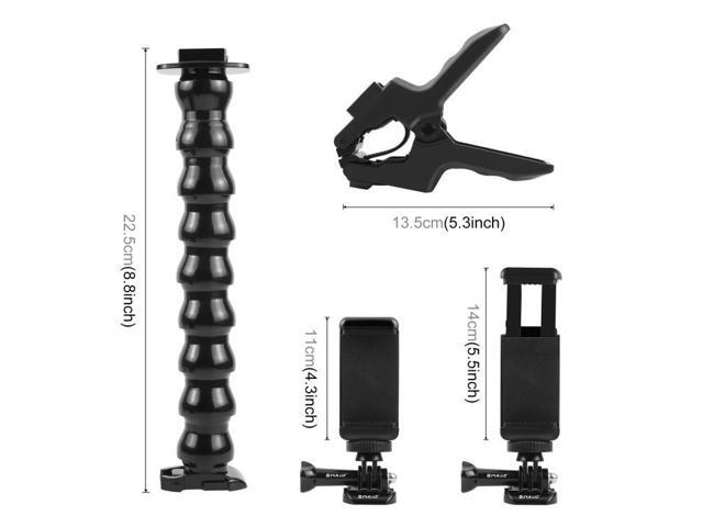 PULUZ Action Sports Cameras Jaws Flex Clamp Mount with Phone Clamp (Black)