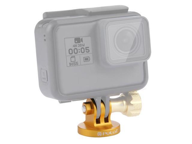 PULUZ 1/4 inch Screw Hole Tripod Mount CNC Adapter for GoPro, Insta360, DJI and Other Action Cameras (Gold)
