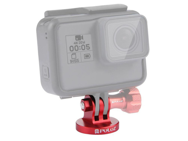 PULUZ 1/4 inch Screw Hole Tripod Mount CNC Adapter for GoPro, Insta360, DJI and Other Action Cameras (Red)
