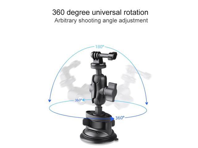Triangle Suction Cup Mount Holder with Tripod Adapter & Steel Tether & Safety Buckle (Black)