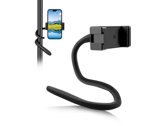 PULUZ Silicone Flexible Clip Mount Holder with Phone Clamp for Phones / GoPro (Black) (Black)