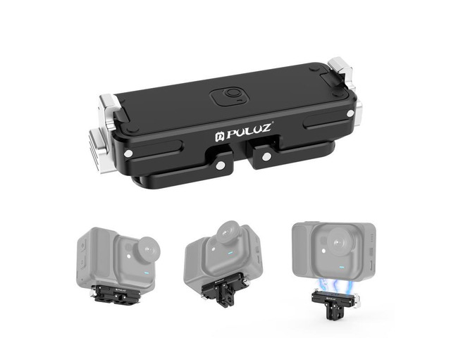 For Insta360 GO Ultra PULUZ Magnetic Aluminum Alloy Quick Release Base Mount (Black) (Black)