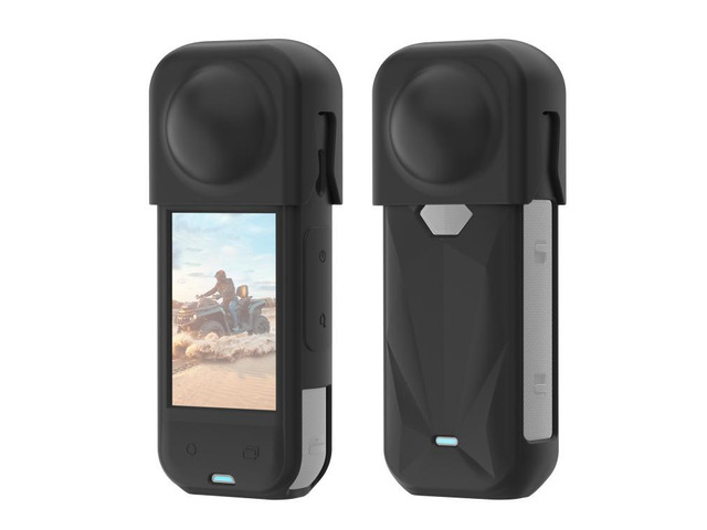 For Insta360 X5 PULUZ Silicone Protective Case with Lens Cover (Black) (Black)