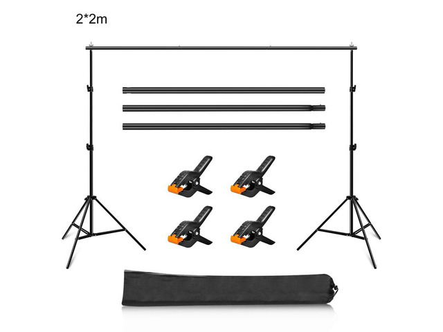2 x 2m Photo Studio Background Support Stand Backdrop Crossbar Bracket(Black) (B
