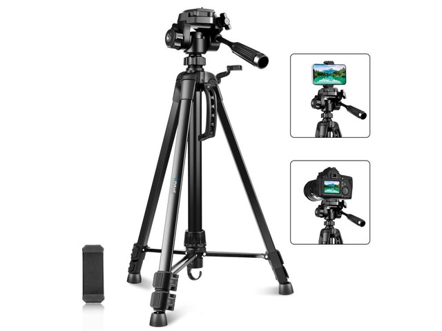 PULUZ Aluminum Selfie Live Tripod Mount with Three-dimensional Head & Phone Clam