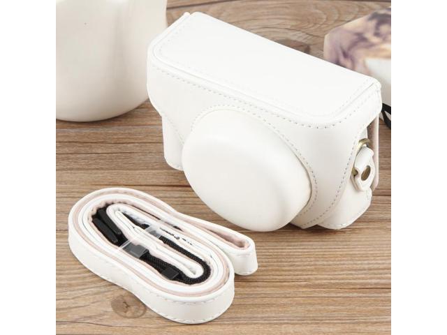 For Sony ZV-1F Vlog Camera Full Body Leather Camera Case Bag with Strap (White)