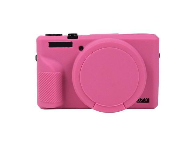 Soft Silicone Protective Case with Lens Cover For Canon PowerShot G7 X Mark III / G7X3 (Rose Red)