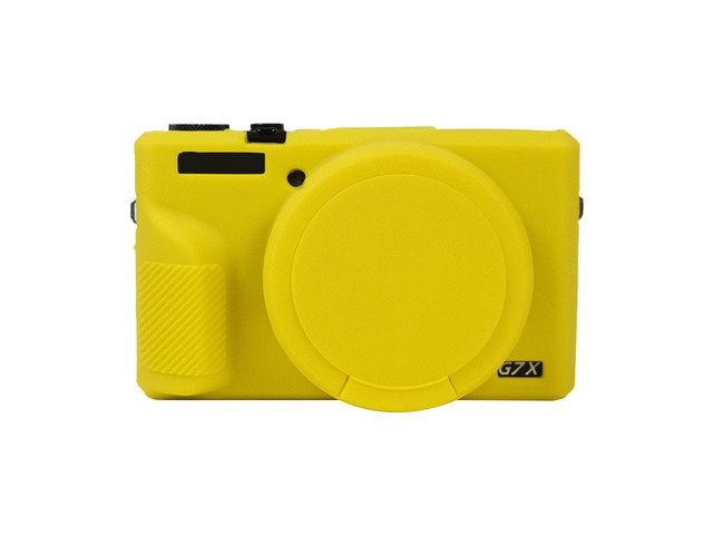 Soft Silicone Protective Case with Lens Cover For Canon PowerShot G7 X Mark III / G7X3 (Yellow)