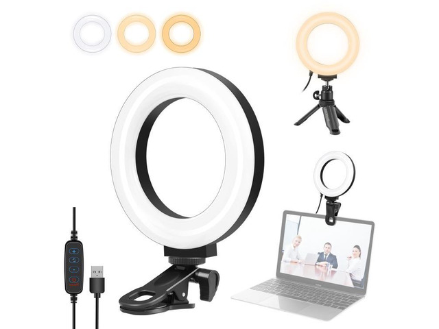 PULUZ 4.7 inch 12cm Ring Selfie Light 3 Modes USB Dimmable Dual Color Temperature LED Curved Vlogging Photography Video Lights with Monitor Clip...