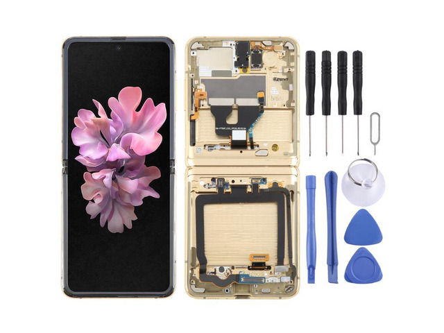 For Samsung Galaxy Z Flip SM-F700 LCD Screen Digitizer Full Assembly with Frame (Gold)
