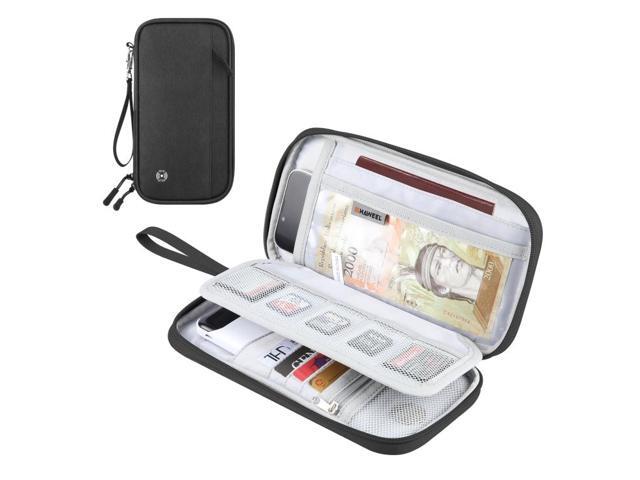 HAWEEL Clutch Bag Passport Wallet Document Organizer Credit Cards Case Bag (Black)
