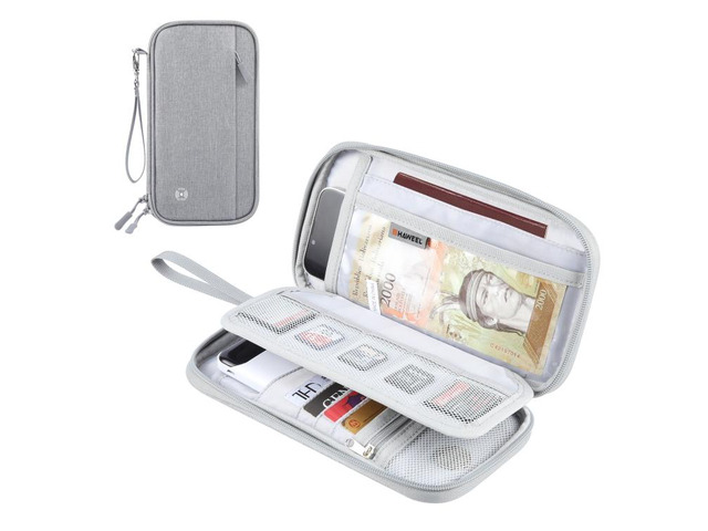 HAWEEL Clutch Bag Passport Wallet Document Organizer Credit Cards Case Bag (Grey