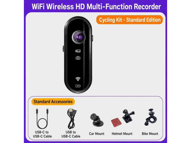 Mini Magnetic Action Camera 1080P Wearable Body Cam With Wi-Fi App, EIS Cycling Kit