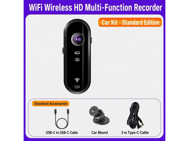 Mini Magnetic Action Camera 1080P Wearable Body Cam With Wi-Fi App, EIS Car Kit